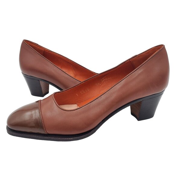 Carmina Shoemaker Women's 6 Brown Leather Cap-toe Dress Pumps Heels Shoes UK 3.5 - Picture 9 of 14